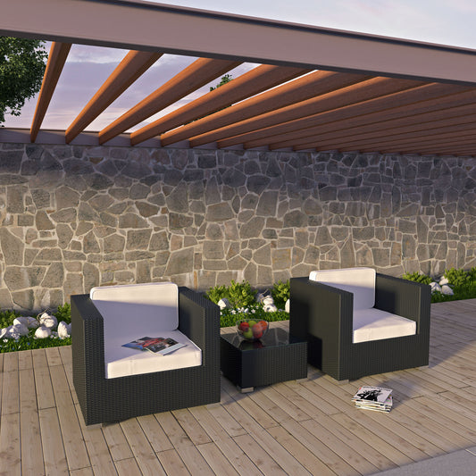 Tessian 3-Piece Alfresco Conversation Set, Espresso & White