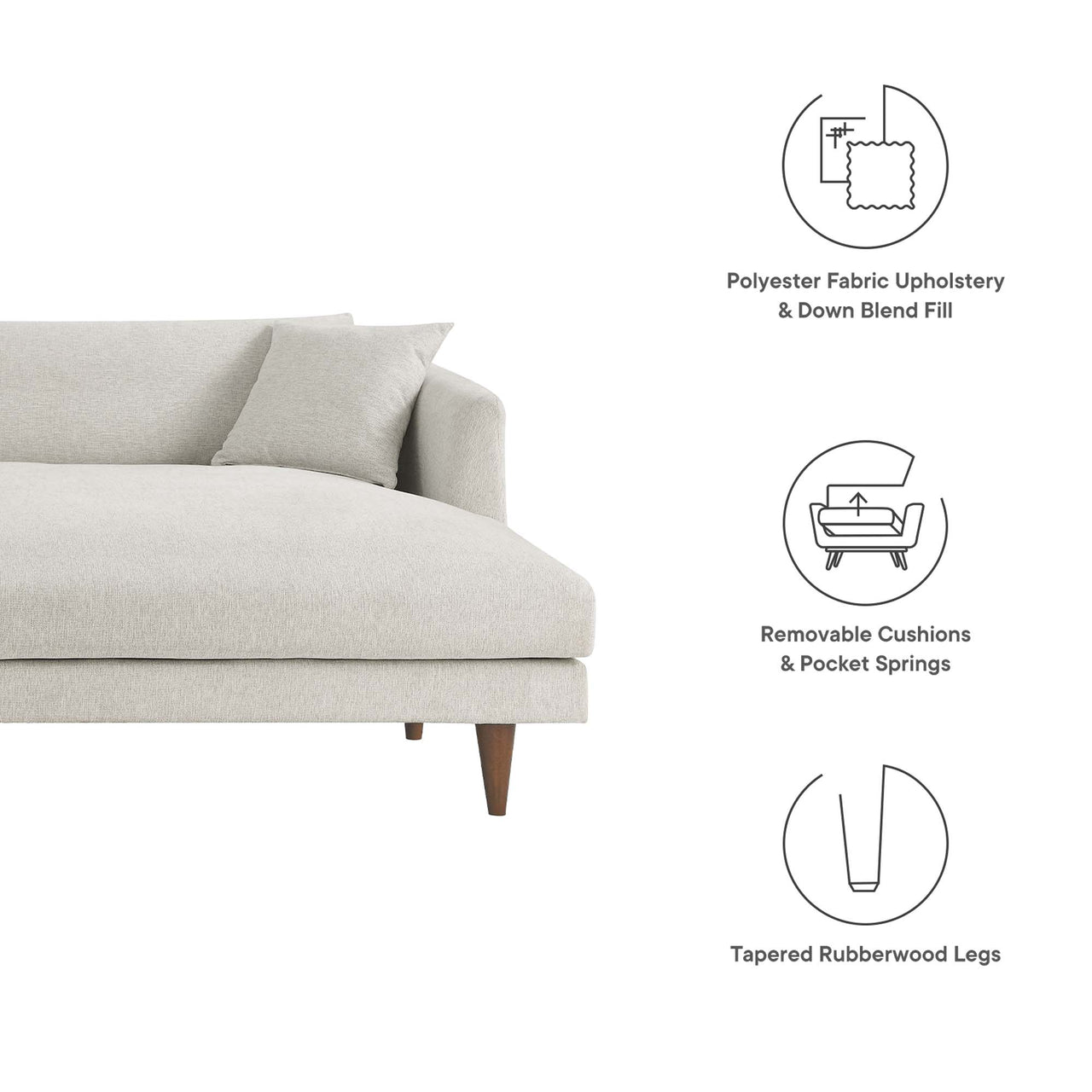 Noema Right-Facing Cloudblend Sectional, Ivory