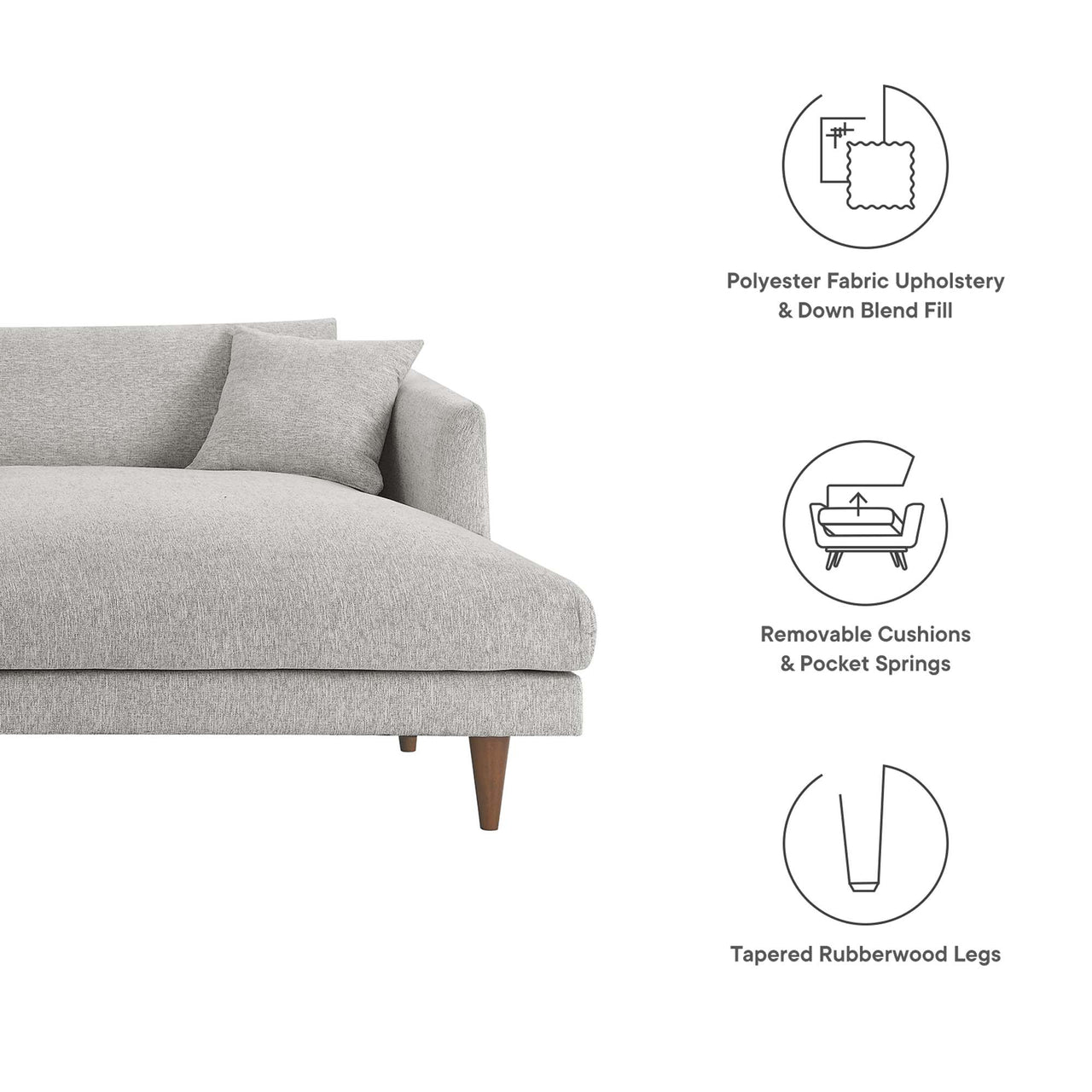 Noema Right-Facing Cloudblend Sectional, Light Gray