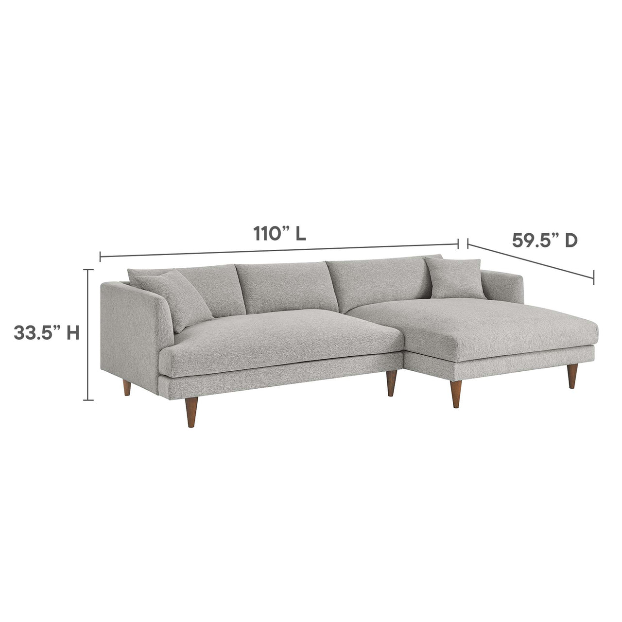Noema Right-Facing Cloudblend Sectional, Light Gray
