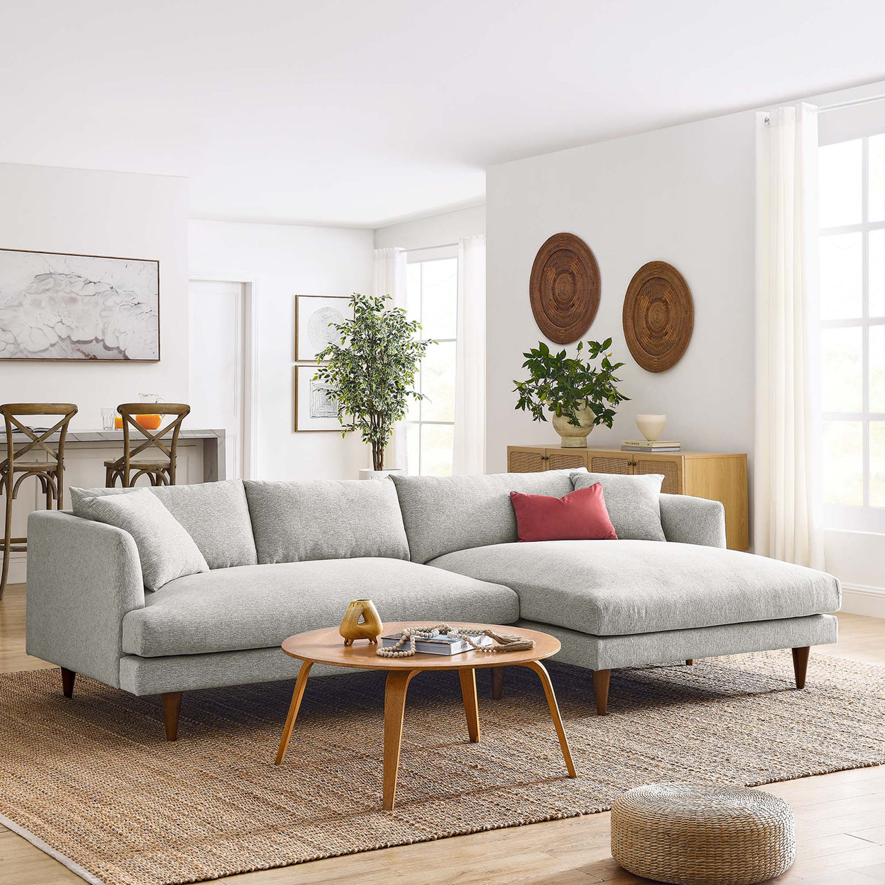 Noema Right-Facing Cloudblend Sectional, Light Gray