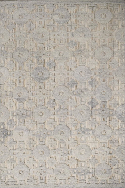 Finite Mosaics, Sacred Circles Area Rug, Ivory & Beige