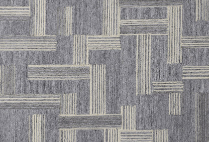 Finite Mosaics, Twilight Labyrinth Area Rug, Silver & Beige