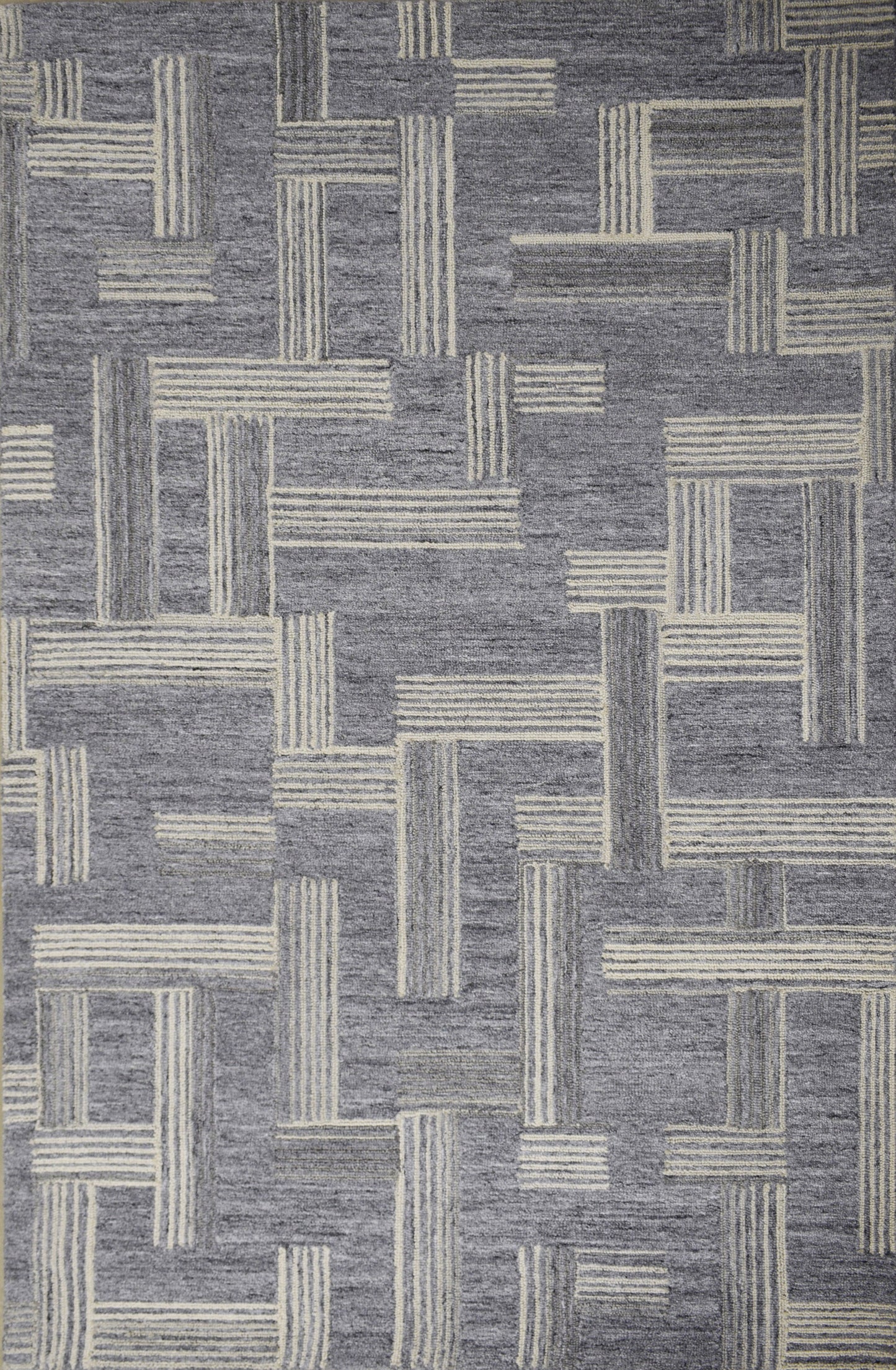 Finite Mosaics, Twilight Labyrinth Area Rug, Silver & Beige