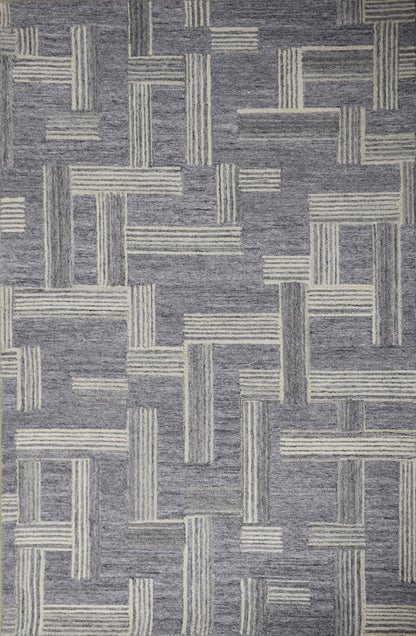 Finite Mosaics, Twilight Labyrinth Area Rug, Silver & Beige
