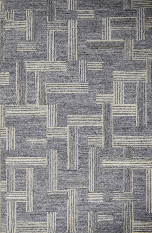 Finite Mosaics, Twilight Labyrinth Area Rug, Silver & Beige