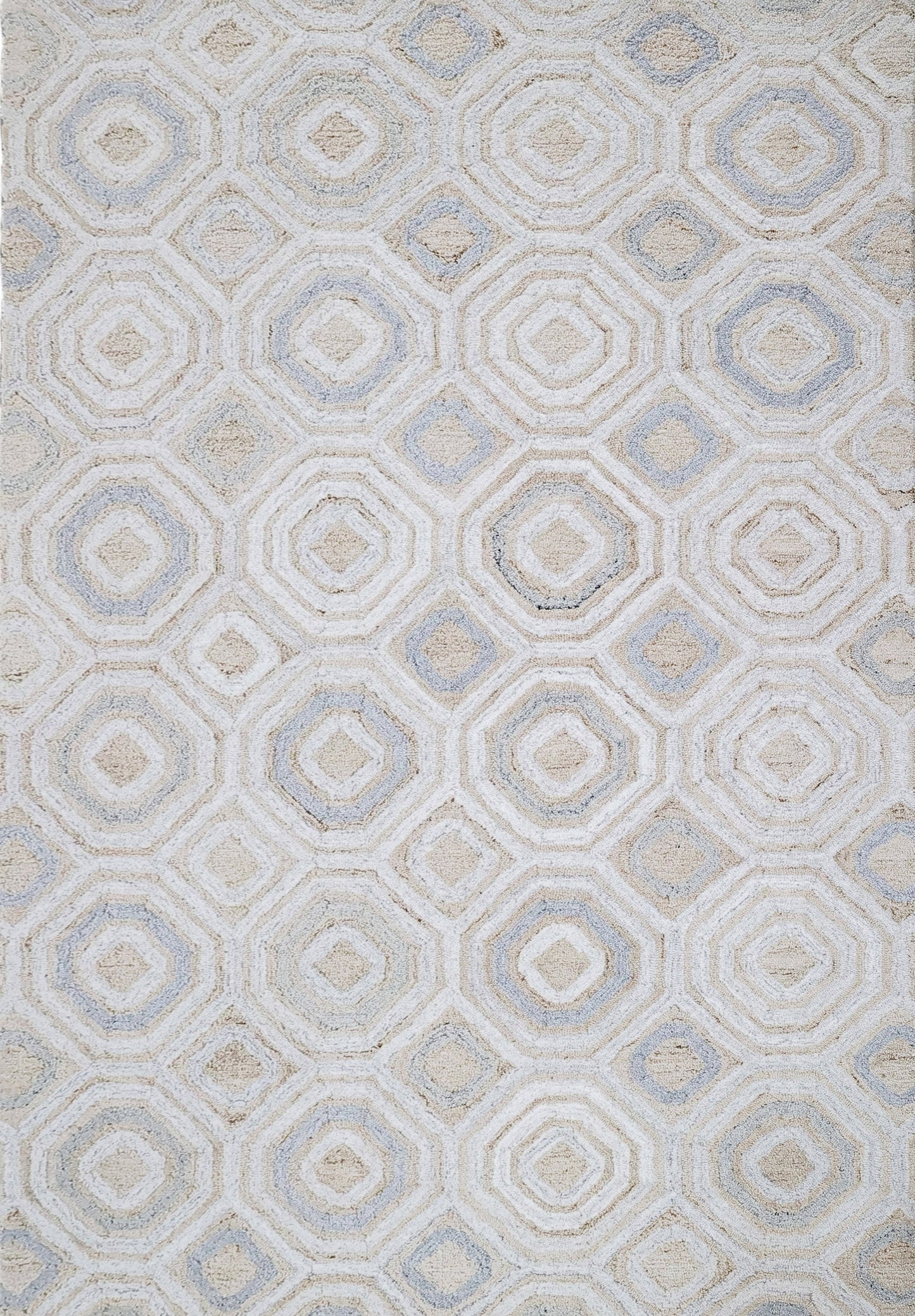 Finite Mosaics, Twilight Hypnosis Area Rug, Silver & Ivory