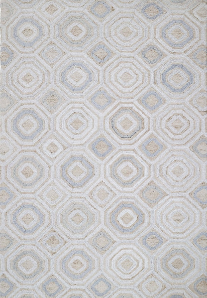Finite Mosaics, Twilight Hypnosis Area Rug, Silver & Ivory