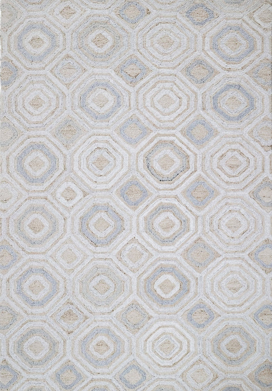 Finite Mosaics, Twilight Hypnosis Area Rug, Silver & Ivory