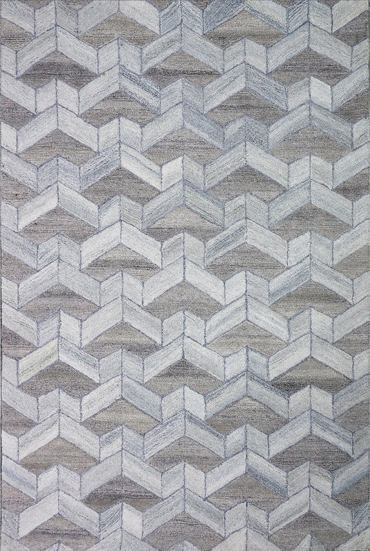 Finite Mosaics, Resilient Progress Area Rug, Blue & Beige