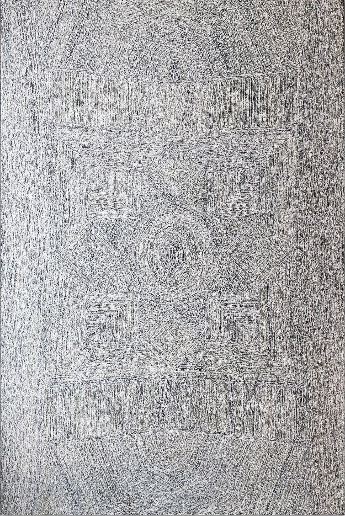Finite Mosaics, Twilight Portal Area Rug, Silver & Ivory