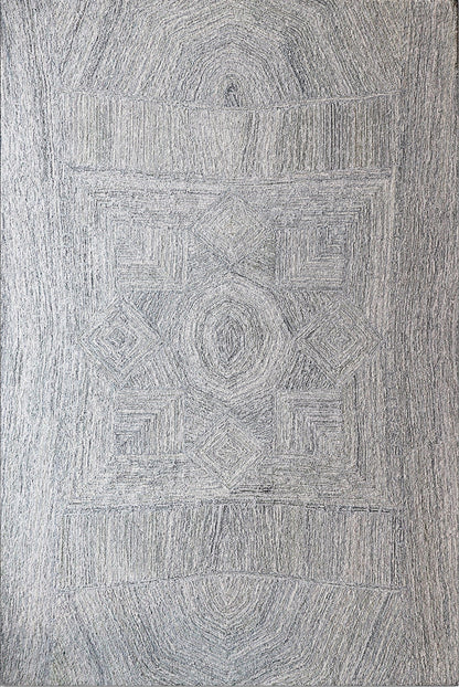 Finite Mosaics, Twilight Portal Area Rug, Silver & Ivory
