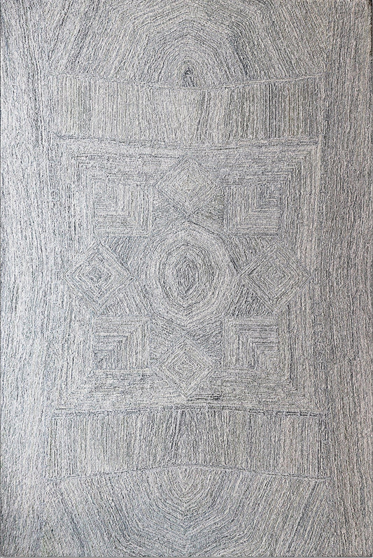 Finite Mosaics, Twilight Portal Area Rug, Silver & Ivory