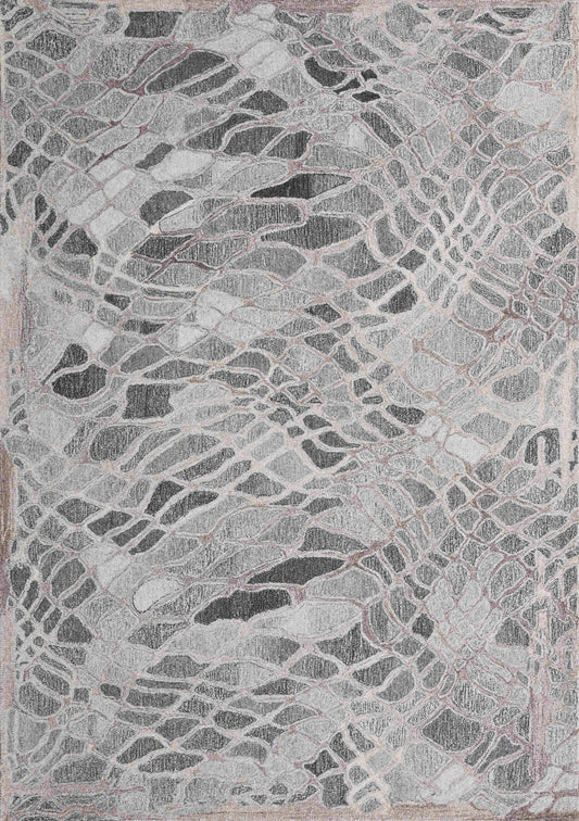 Finite Mosaics, Argent Webscape Area Rug, Gray
