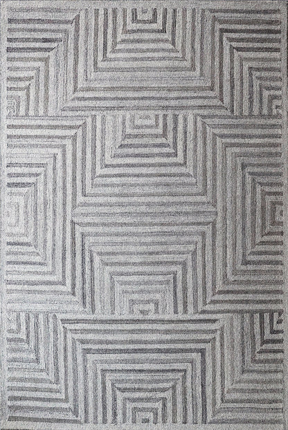 Finite Mosaics, Twilight Maze Area Rug, Silver & Beige