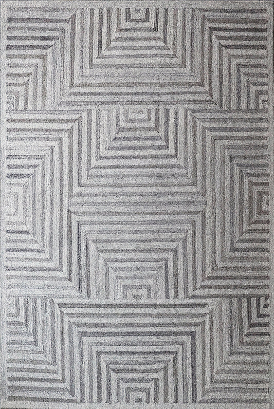 Finite Mosaics, Twilight Maze Area Rug, Silver & Beige