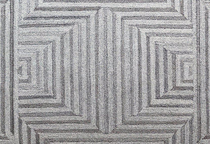 Finite Mosaics, Twilight Maze Area Rug, Silver & Beige