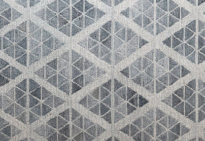 Finite Mosaics, Diamond Kaleidoscope Area Rug, Ivory & Gray