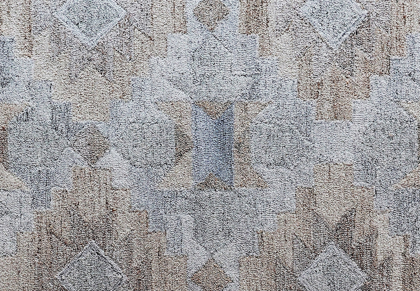 Finite Mosaics, Diamond Fractals Area Rug, Silver & Beige