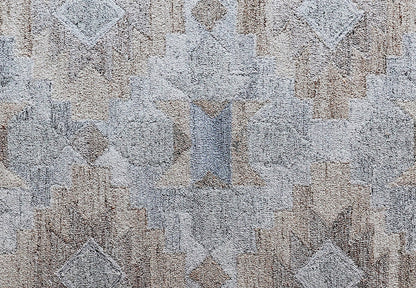 Finite Mosaics, Diamond Fractals Area Rug, Silver & Beige