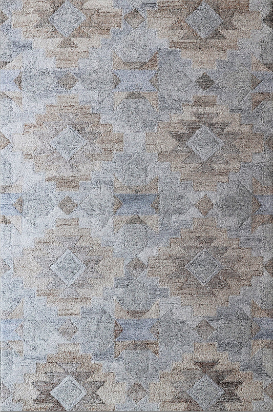 Finite Mosaics, Diamond Fractals Area Rug, Silver & Beige