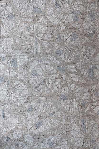 Finite Mosaics, Shattered Blossoms Area Rug, Silver & Beige