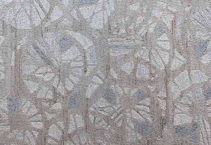 Finite Mosaics, Shattered Blossoms Area Rug, Silver & Beige