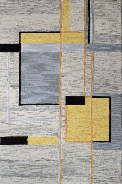 Finite Mosaics, Quadratic Frequency Area Rug, Gray & Yellow