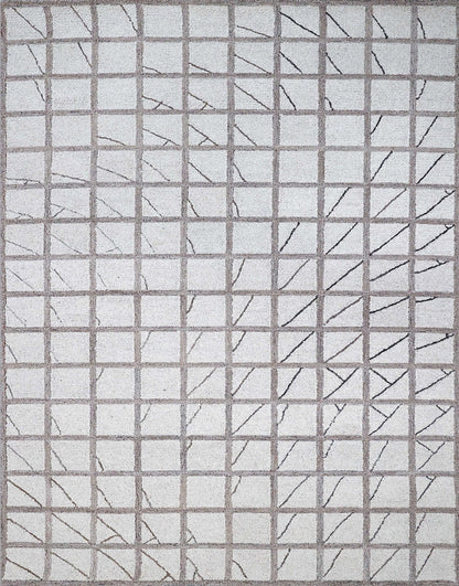 Finite Mosaics, Tactical Grid Area Rug, Ivory & Beige