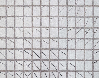 Finite Mosaics, Tactical Grid Area Rug, Ivory & Beige