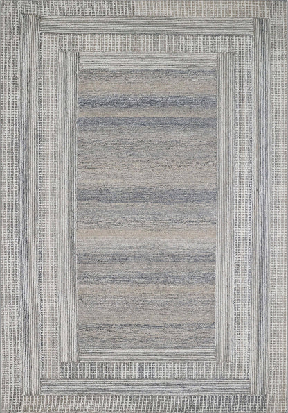 Finite Mosaics, Parallel Portal Area Rug, Ivory & Gray