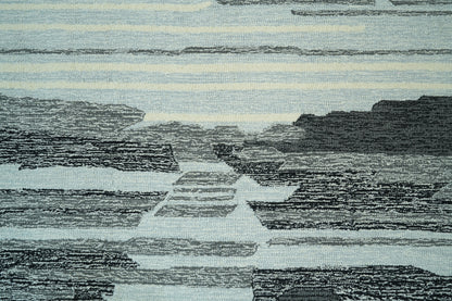 Finite Mosaics, Mysterious Plains Area Rug, Black & Ivory