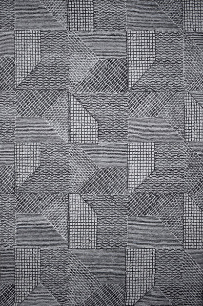 Finite Mosaics, Encrypted Transmission Area Rug, Ivory & Charcoal