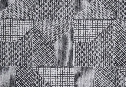 Finite Mosaics, Encrypted Transmission Area Rug, Ivory & Charcoal