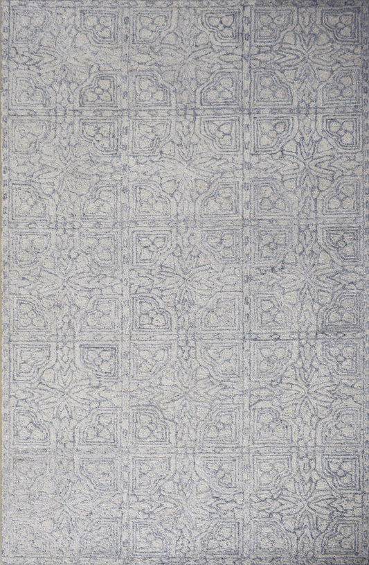 Finite Mosaics, Synaptic Bloom Area Rug, Gray & Beige
