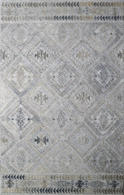 Finite Mosaics, Ancient Arrow Trail Area Rug, Silver & Beige