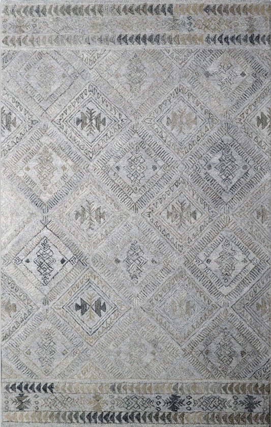 Finite Mosaics, Ancient Arrow Trail Area Rug, Silver & Beige