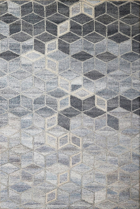 Finite Mosaics, Nocturnal Starlight Area Rug, Silver & Gray