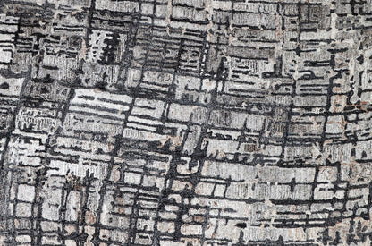 Finite Mosaics, Intricate Threads Area Rug, Beige & Charcoal
