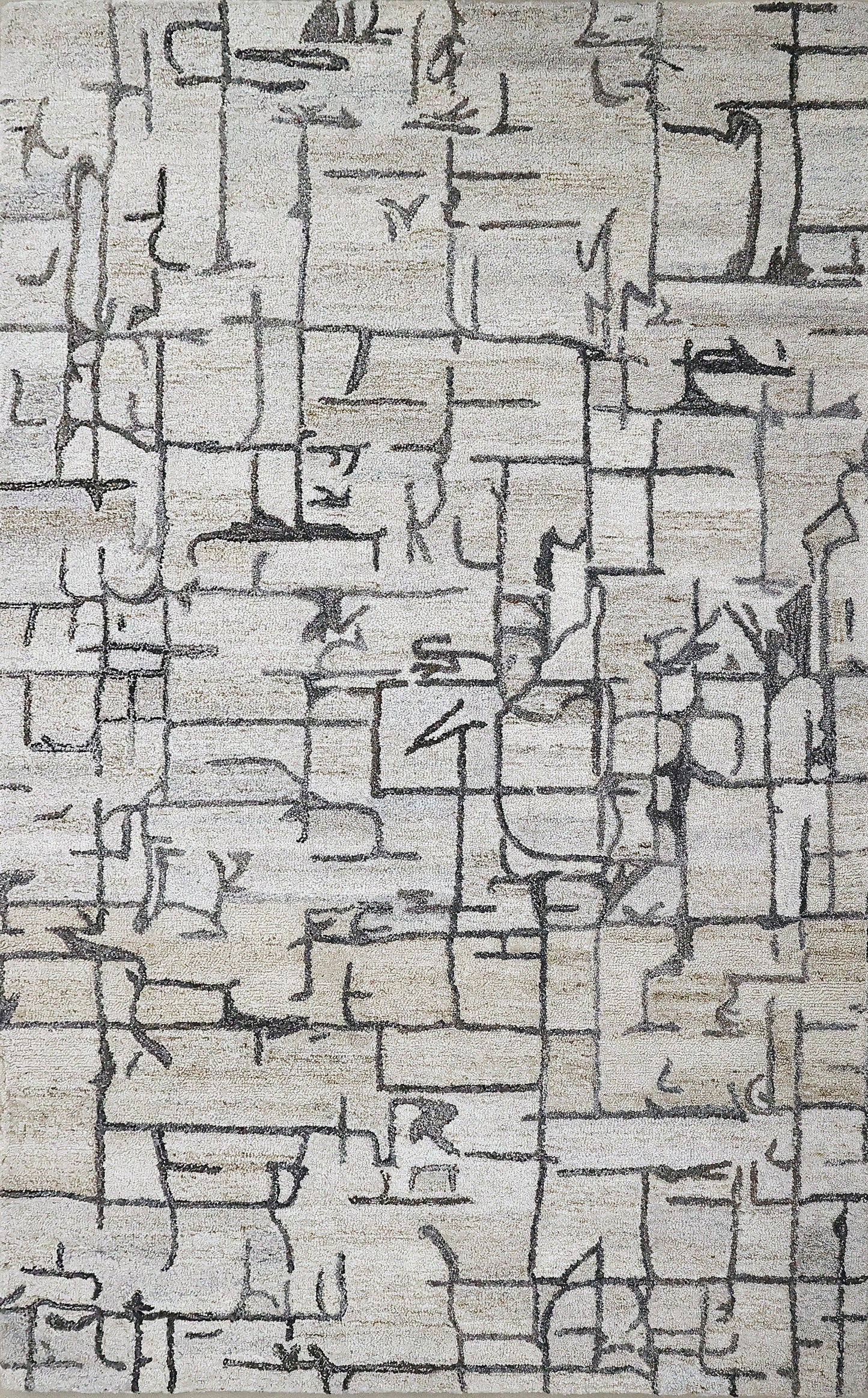 Finite Mosaics, Primordial Navigation Area Rug, Ivory & Gray