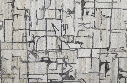 Finite Mosaics, Primordial Navigation Area Rug, Ivory & Gray