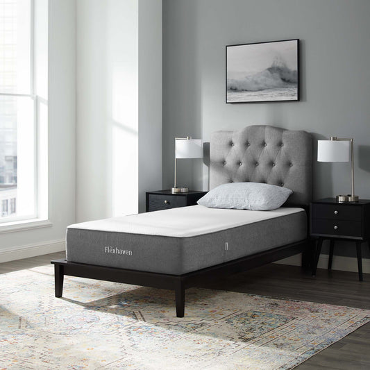 10" Memory Foam Twin Mattress, FXHM10, White & Gray