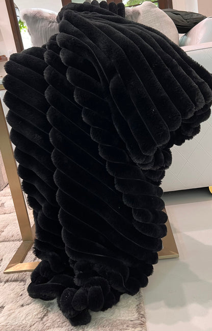 Rexa Faux Chinchilla Fur Throw Blanket, Assorted Colors