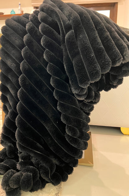 Rexa Faux Chinchilla Fur Throw Blanket, Assorted Colors