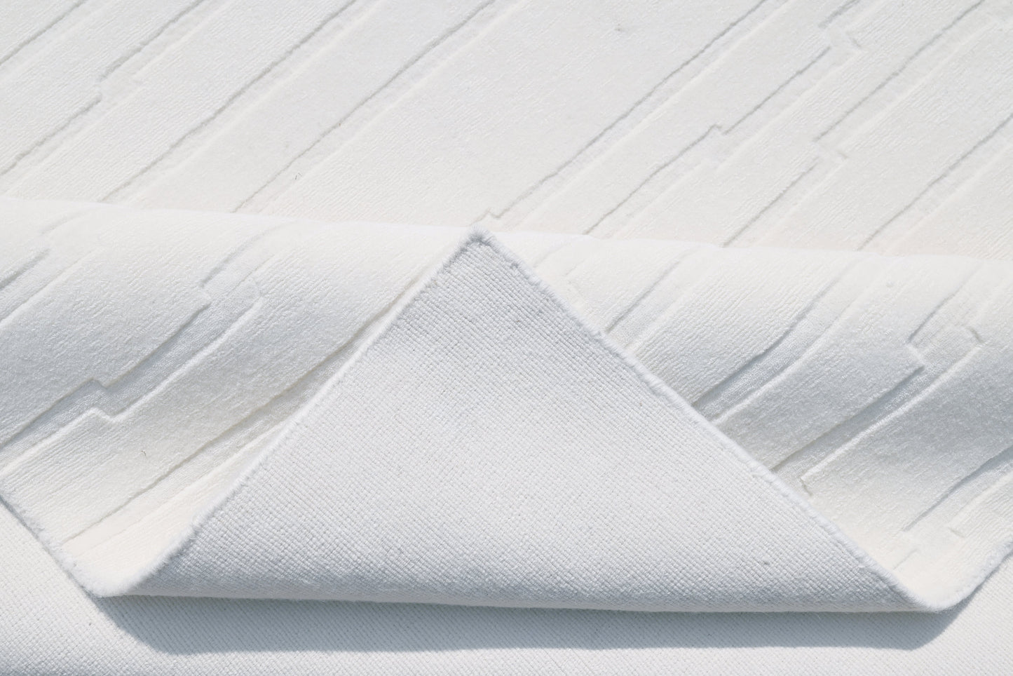Finite Mosaics, Diverging Stripes Area Rug, White