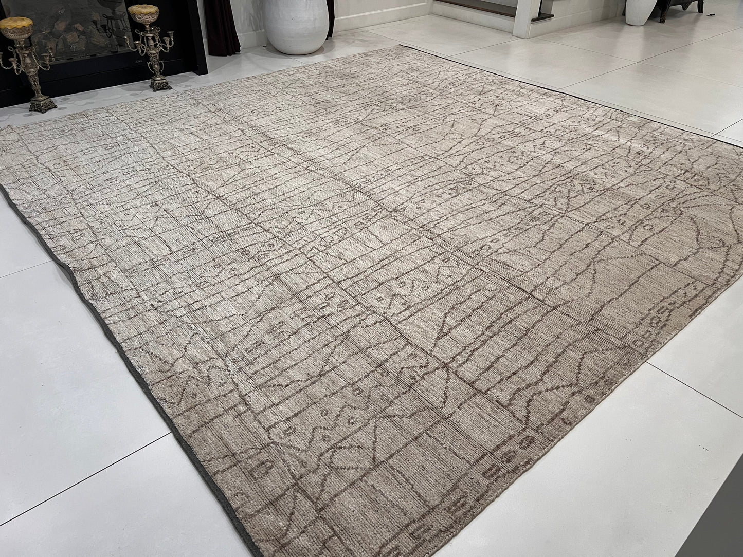 Finite Mosaics, Cryptic Enigma Area Rug, Ivory & Beige