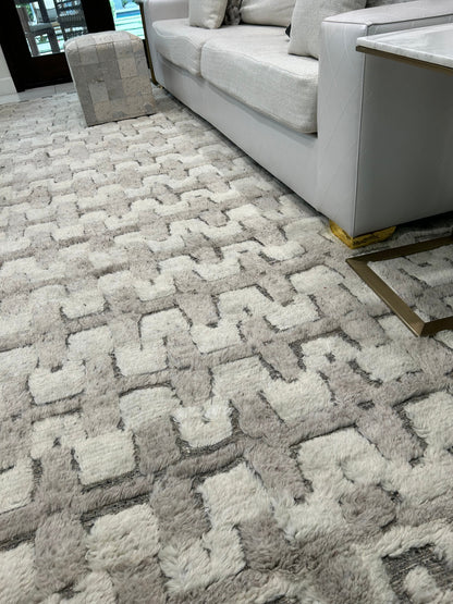 Finite Mosaics, Dancing Echoes Area Rug, Gray & Beige