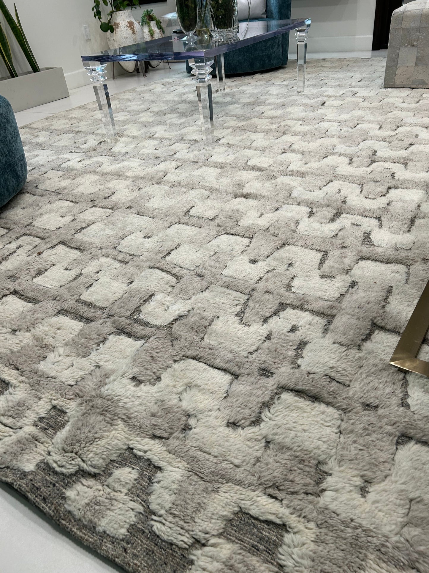 Finite Mosaics, Dancing Echoes Area Rug, Gray & Beige