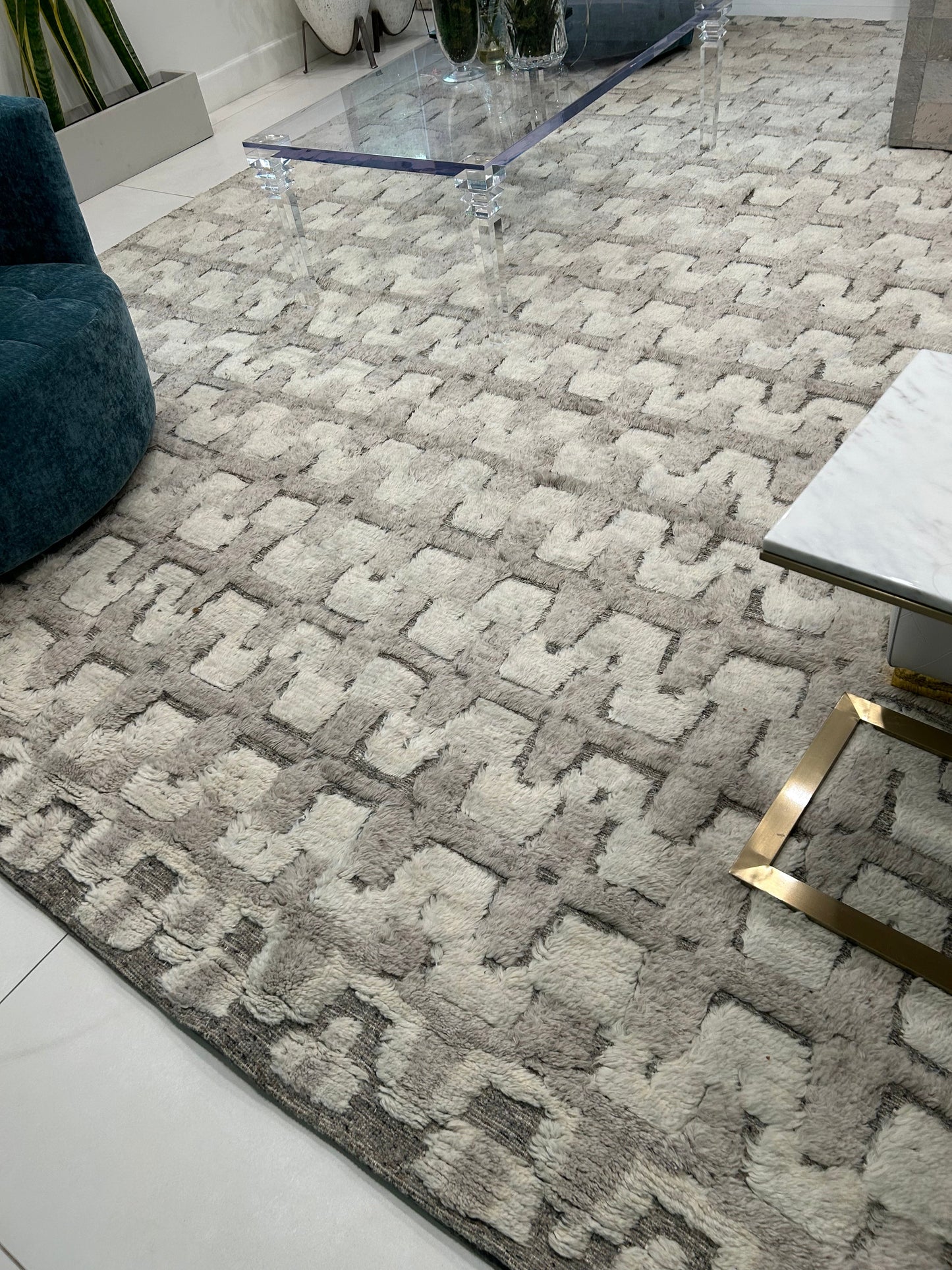 Finite Mosaics, Dancing Echoes Area Rug, Gray & Beige