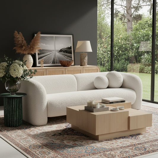 89” Boucle Fabric Upholstered Cynthia Sofa